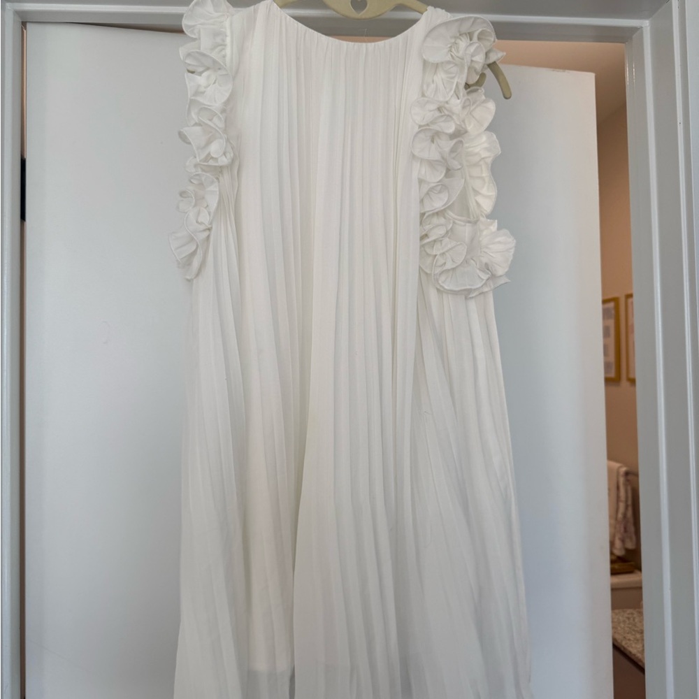 Vestique White Ruffle Mini Dress